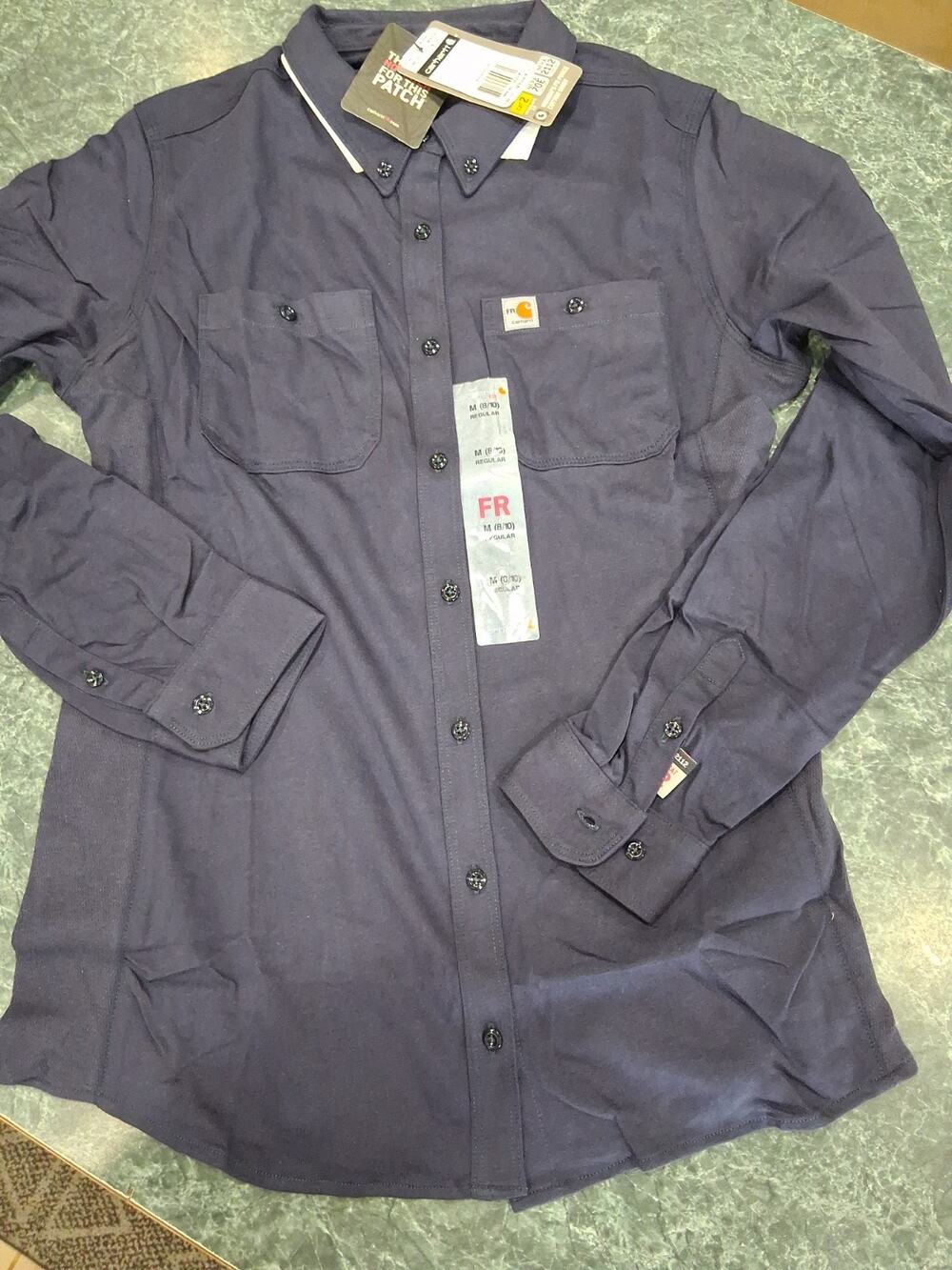 Carhartt Force Womens M FR Shirt LS Button Blue Cat 2 Relaxed Side Stretch NWT